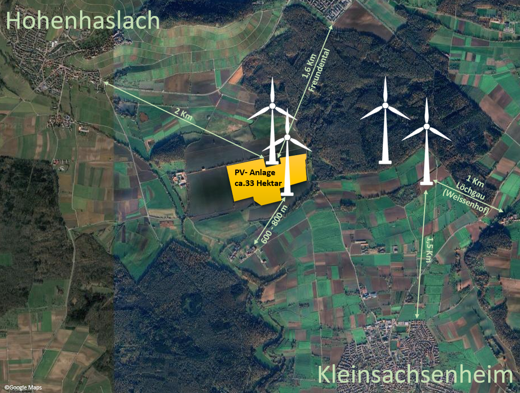 Details zum Standort des geplanten Energieparks „Alleenfeld“ mit PV- und Windkraftanlagen